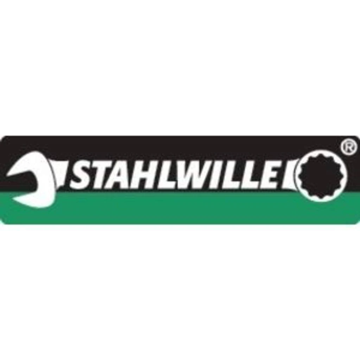 Logo mit Schraubenschlüssel und Steckschlüssel, auf grünem und schwarzem Hintergrund.