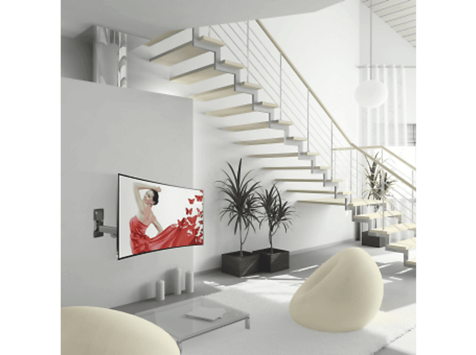 BARKAN Wandhalterung 33–99 cm - Flach & Gebogen TV - Schwenkbar & Neigbar - Blickwinkel einstellbar TV-Wandhalterung, Schwarz