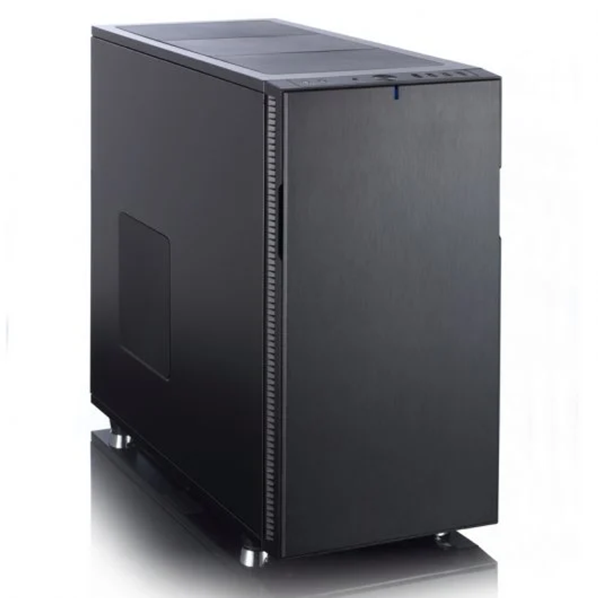 Case per computer nero con finestra rettangolare e ventilazione in alto.