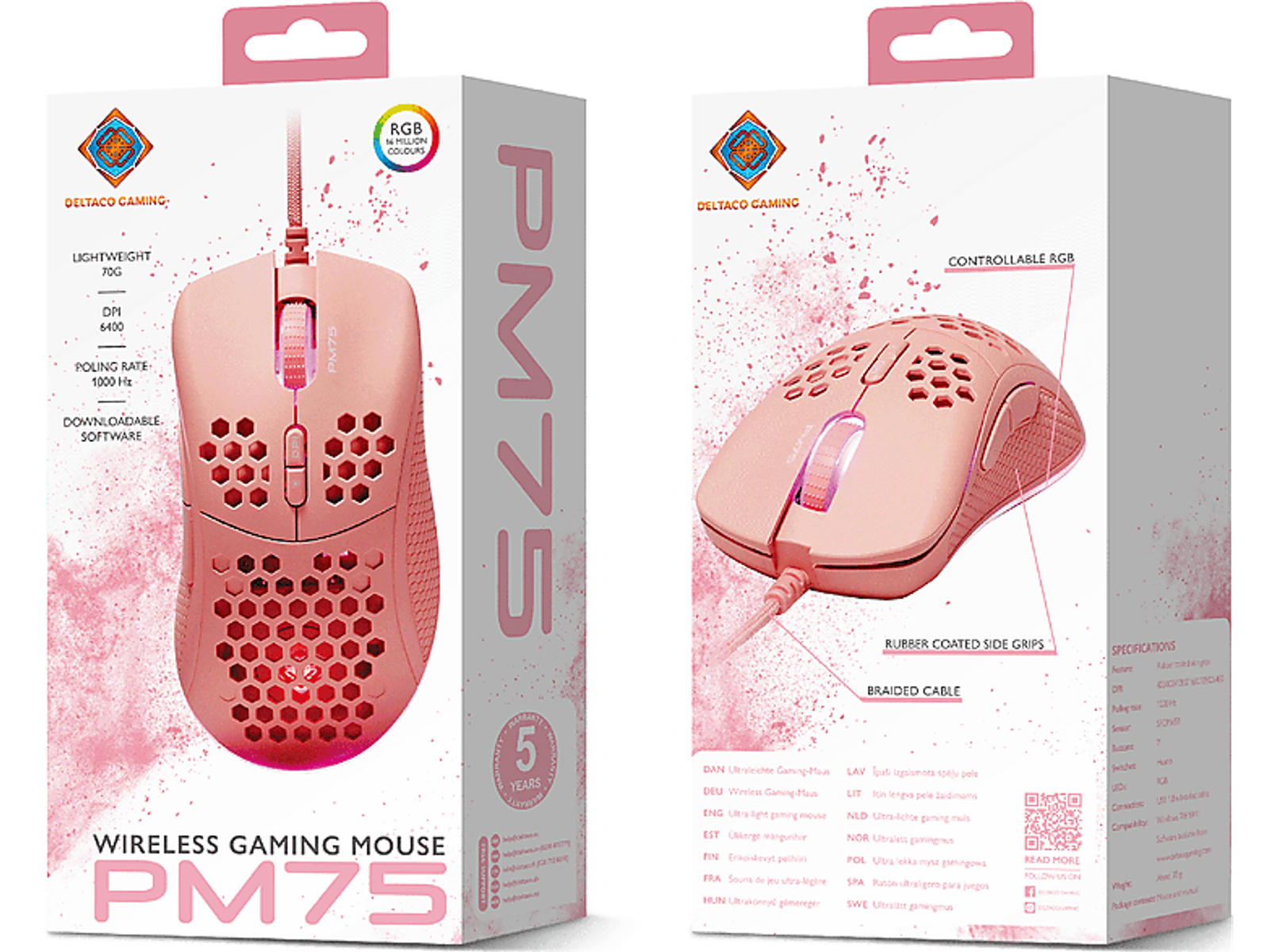 Myszka Gamingowa DELTACO GAM-108-P Różowy