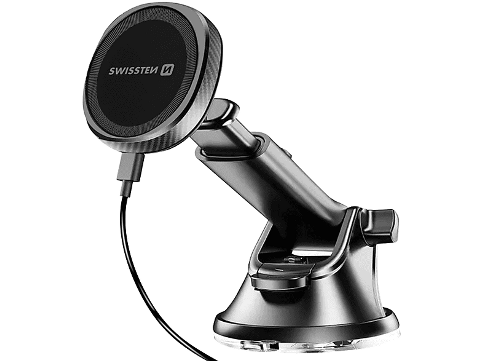 Kfz-Telefonhalter mit magnetischem Laden. Schwarze Farbe.