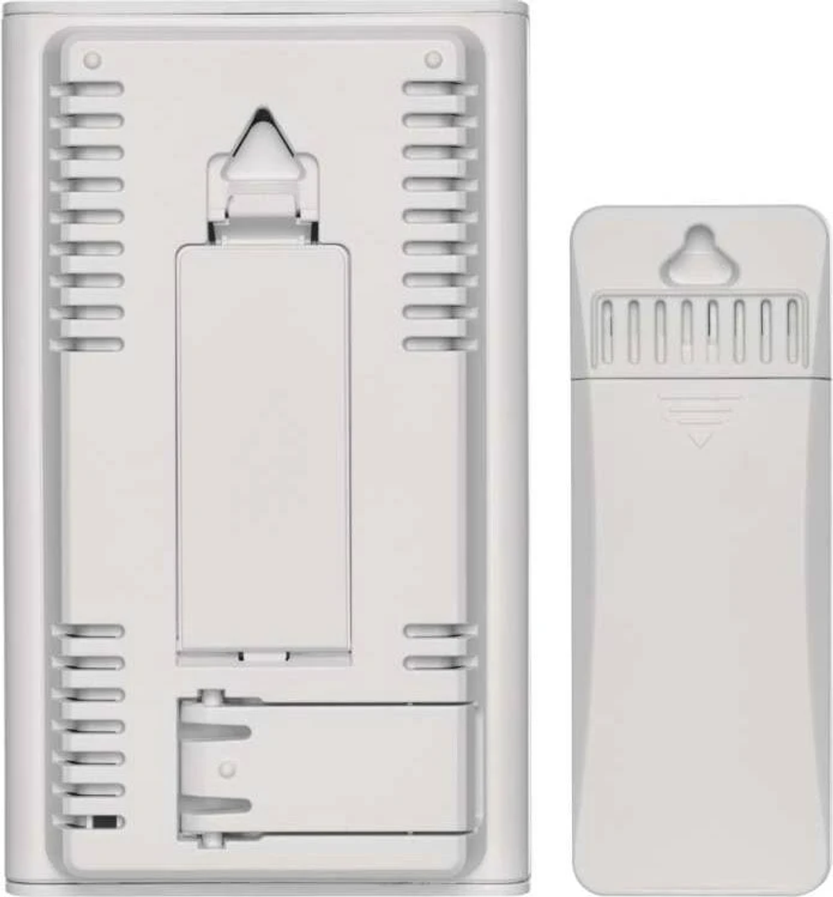 Biały termometr wewnętrzny/zewnętrzny z osobnym czujnikiem.