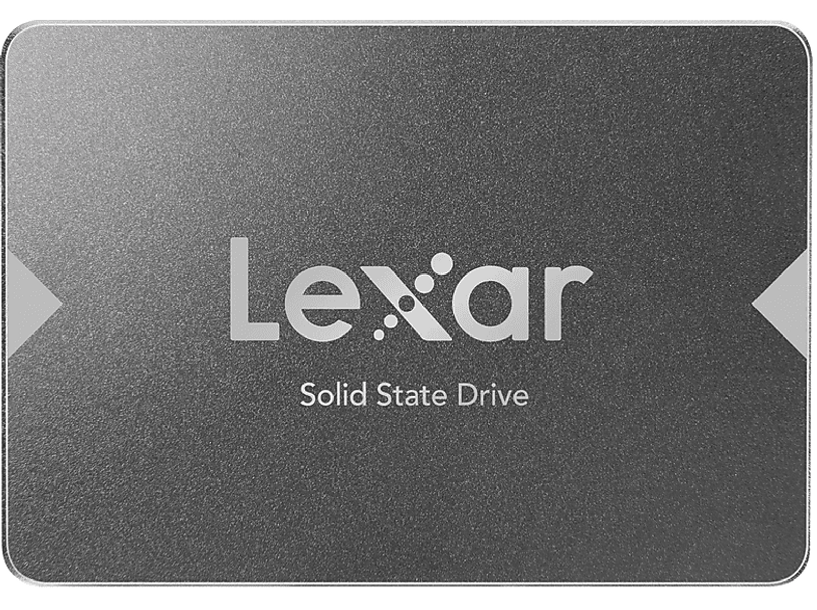 Dysk SSD Lexar. Jest szary, prostokątny i ma logo Lexar oraz tekst: Solid State Drive.