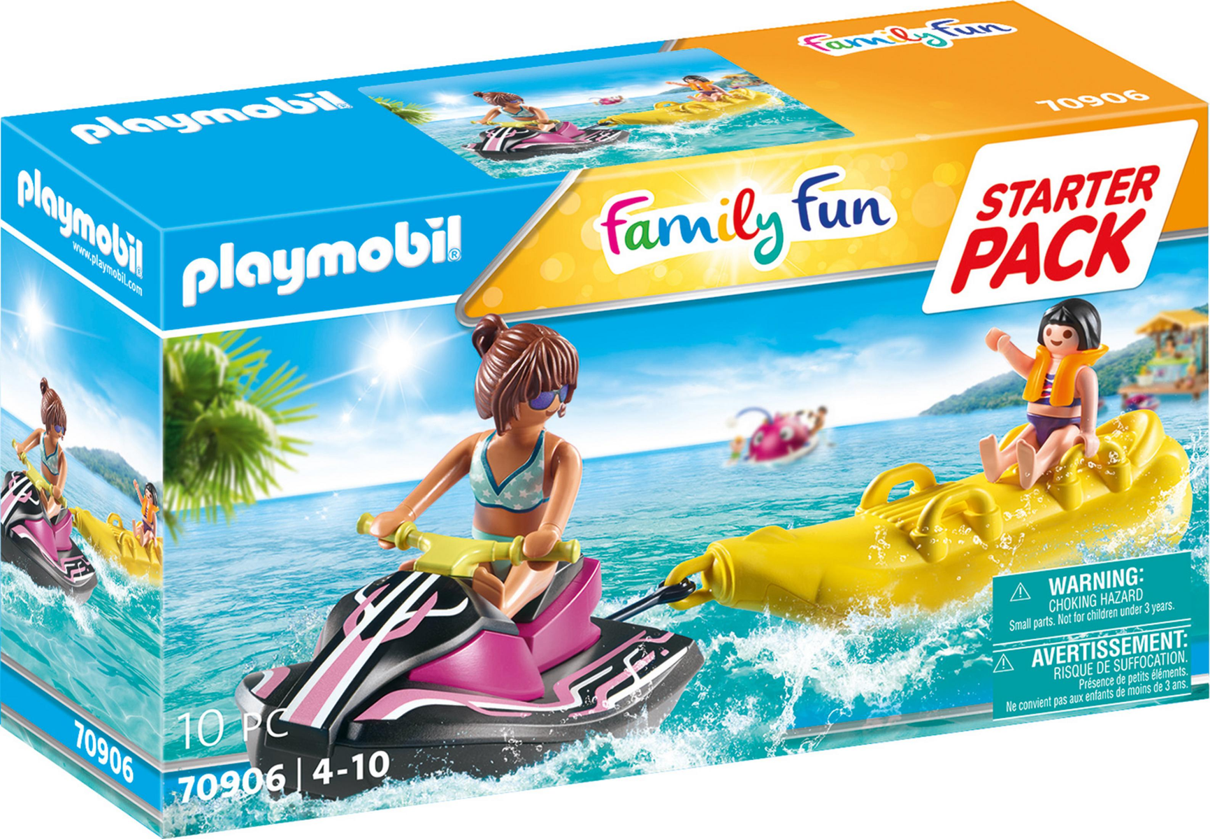 Zestaw Playmobil Family Fun. Zawiera skutery wodne, banan i figurki bawiące się w wodzie.