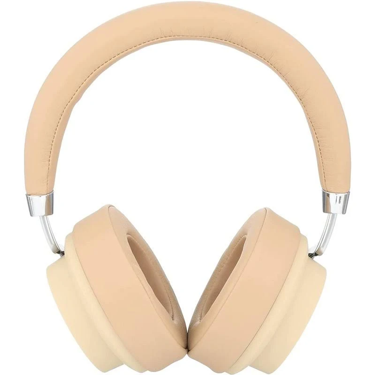 Auriculares circumaurales beige, vistos desde arriba, con fondo neutro.