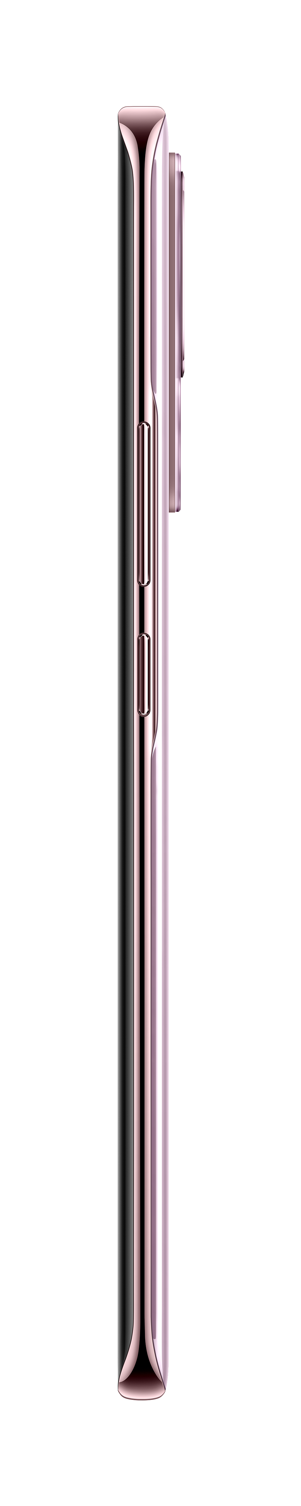 Seitenprofil eines rosa Telefons. Tasten sind an der Seite sichtbar.