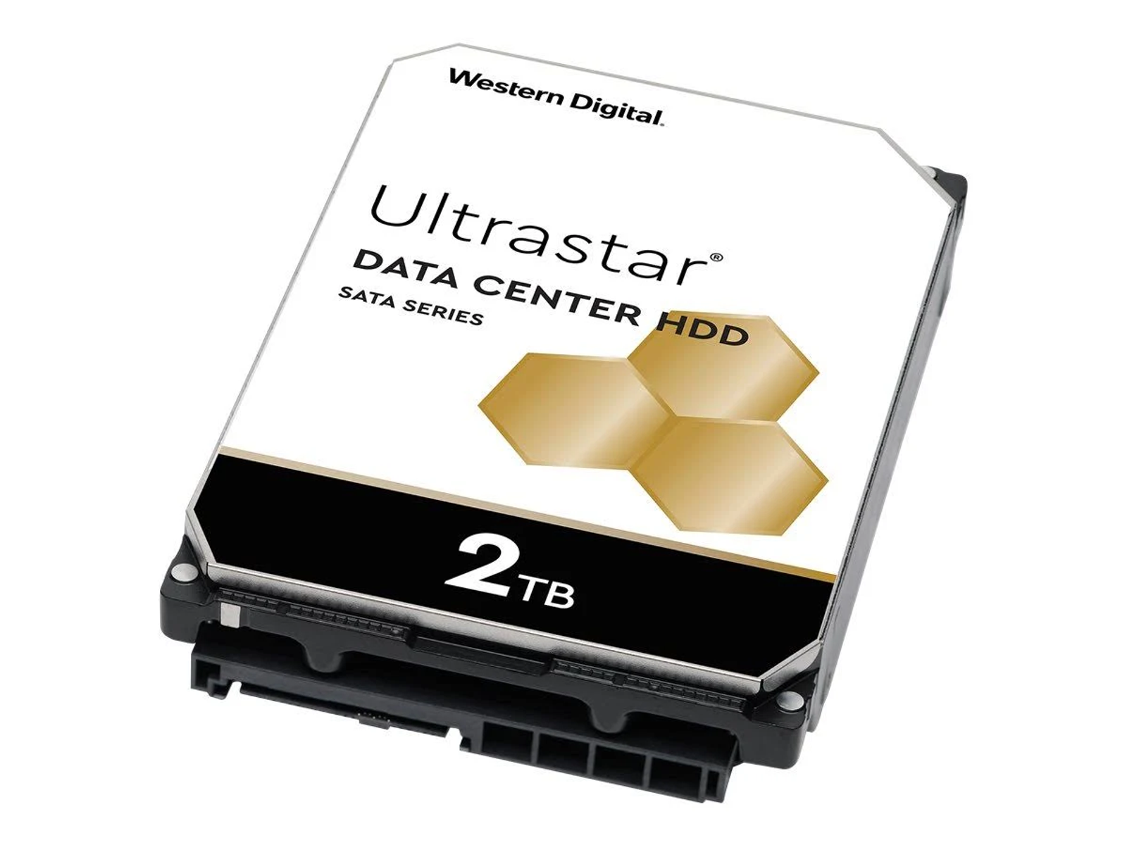 HDD Western Digital Ultrastar da 2TB con etichetta dorata.