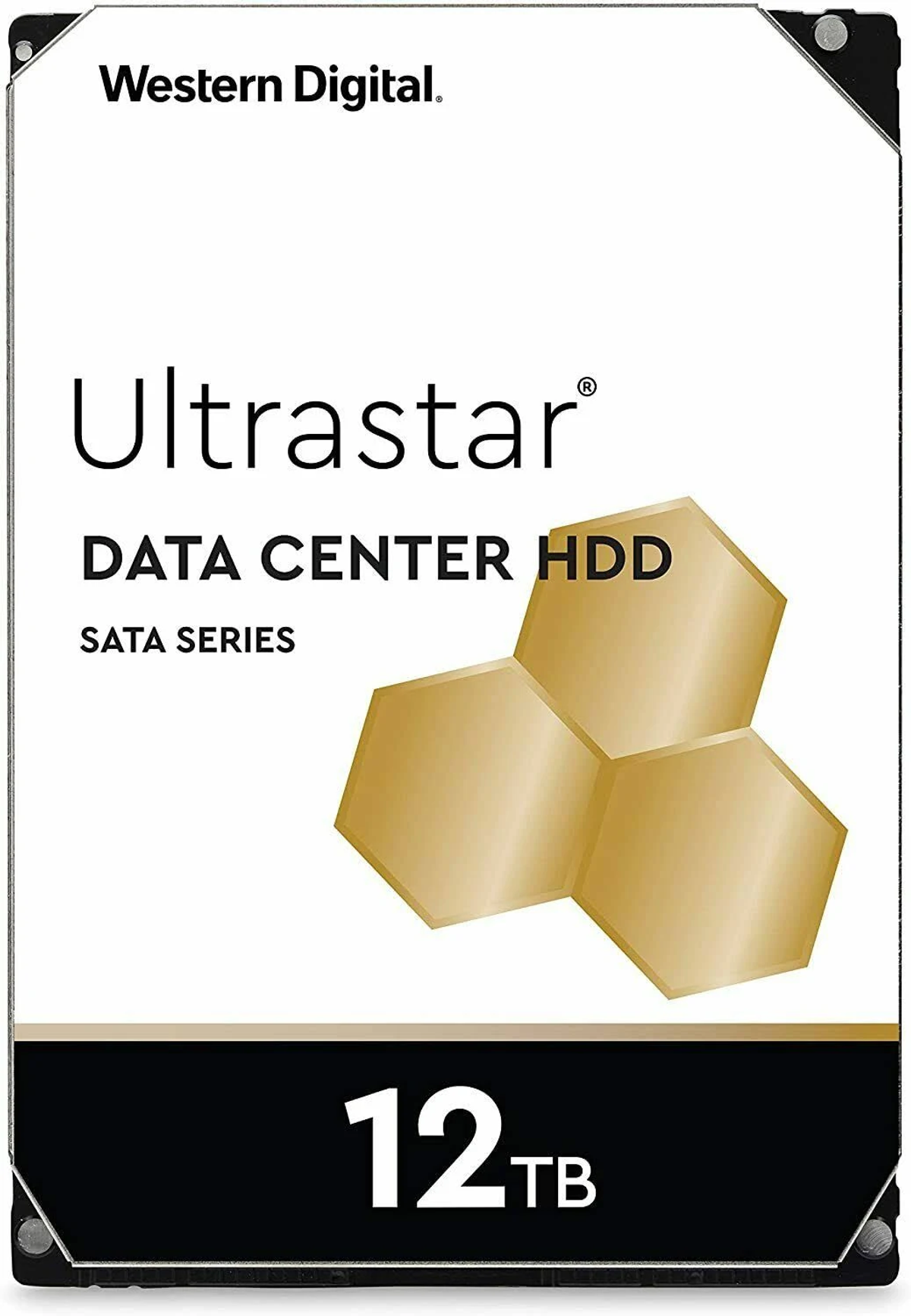 Dysk twardy. Przód jest biały i zawiera tekst: Ultrastar, Data Center HDD, 12TB.