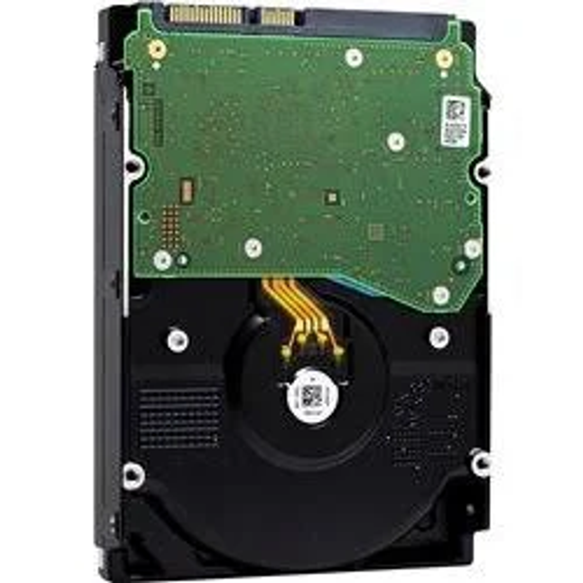 Dysk twardy. Zielona płytka drukowana. Czarna obudowa. Urządzenie do przechowywania danych. Sprzęt komputerowy.