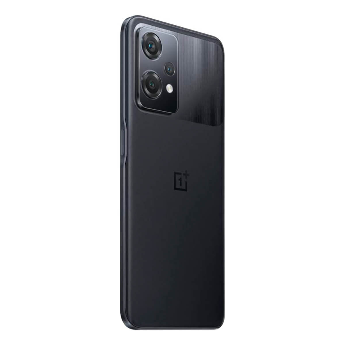 Telefono nero con doppia fotocamera posteriore. Il telefono ha un retro strutturato e un logo OnePlus.