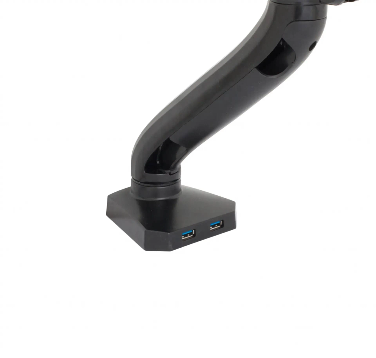 Bras de moniteur noir avec ports USB à la base.