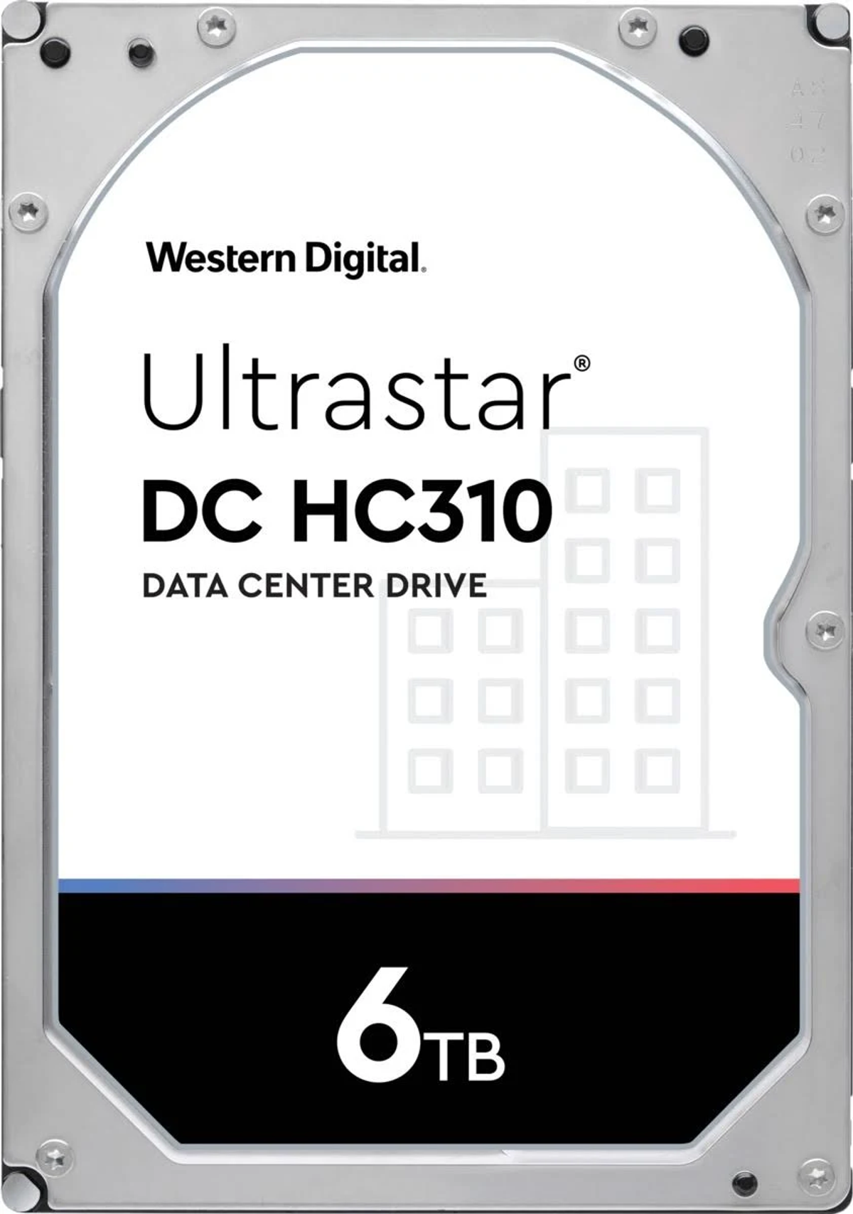 Dysk twardy z etykietą Western Digital Ultrastar. Pojemność to 6 TB. Srebrna obudowa.