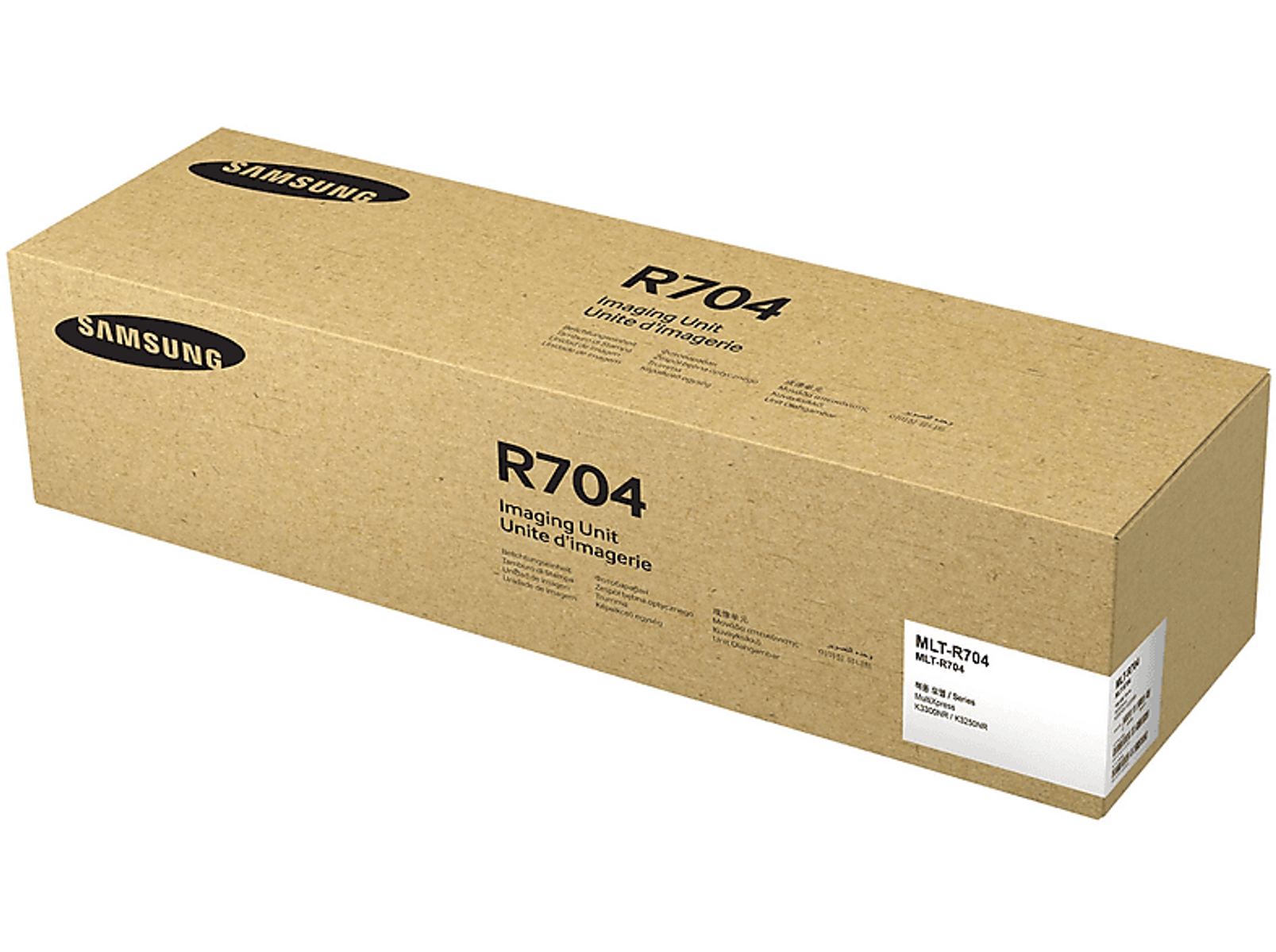 Ein Karton mit der Aufschrift "R704 Imaging Unit" mit Samsung-Logo und Produktinformationen.