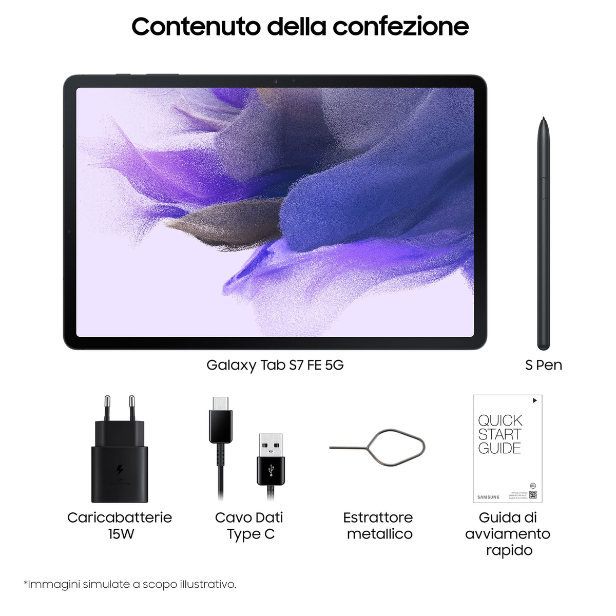 SAMSUNG GALAXY TAB S7 FE, Tablet, 64 GB, 12,4 Zoll, Design mit Format - 31,5 cm (12,4 Zoll) WQXGA Display für den großen Auftritt
S Pen inbox - Dein Tool für Produktivität und Kreativität
Leistungsstarker Akku - Performance von morgens bis abends
4 GB RAM und 64 GB interner Speicher, erweiterbar mit microSD-Karte um bis zu 1 TB
Android 11 mit One UI 3.1 und Knox 3.7
Lieferumfang
Tablet, Akku (fest verbaut), Ladeadapter (15 W), Datenkabel (USB-A auf USB-C), S Pen, Steckplatzwerkzeug, Kurzanleitung