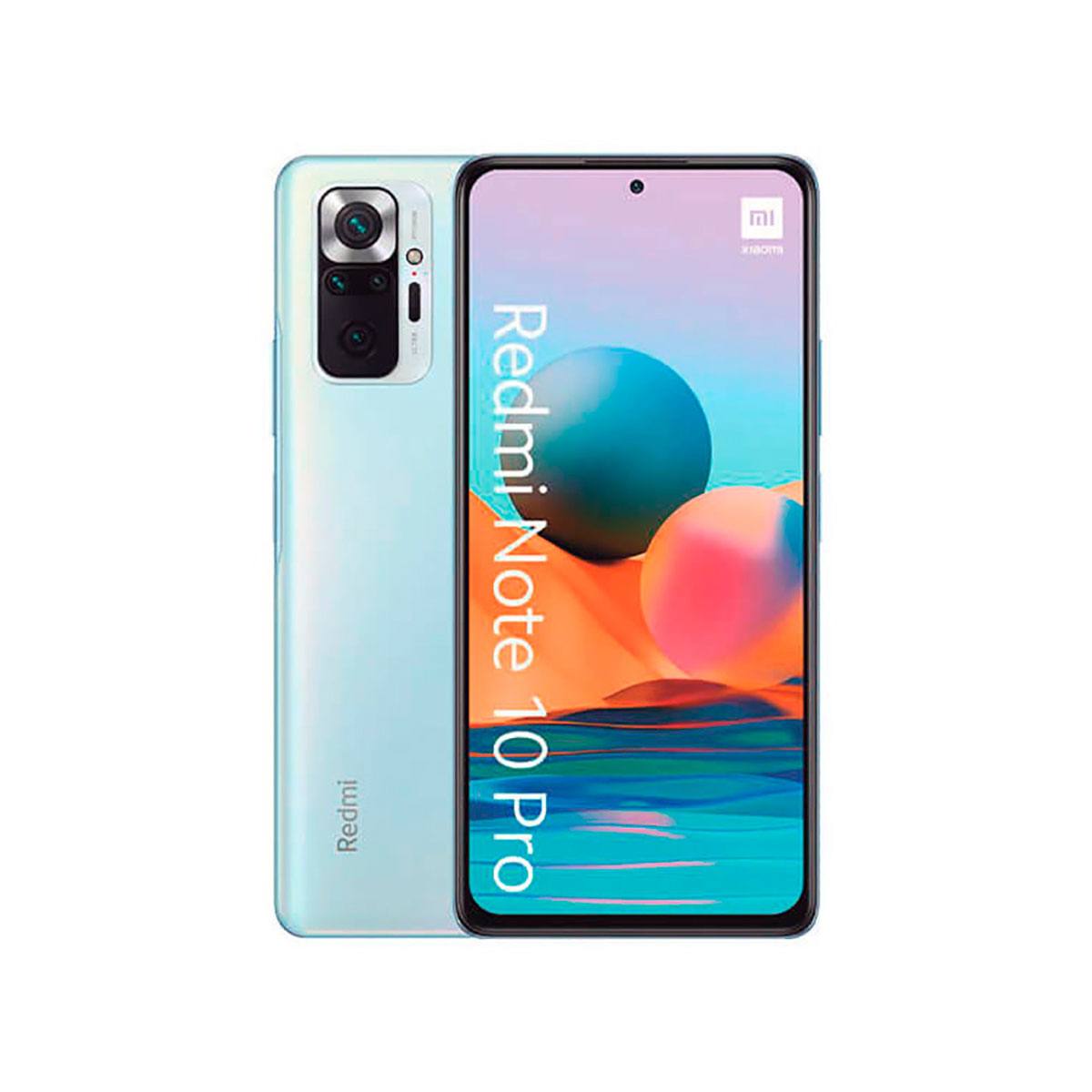 Dwa smartfony obok siebie. Lewy ma logo Redmi i tekst Redmi Note 10 Pro.
