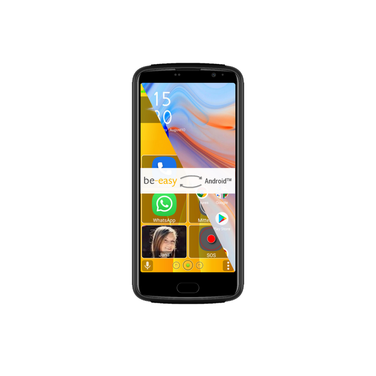 Smartphone mit Symbolen auf dem Bildschirm.