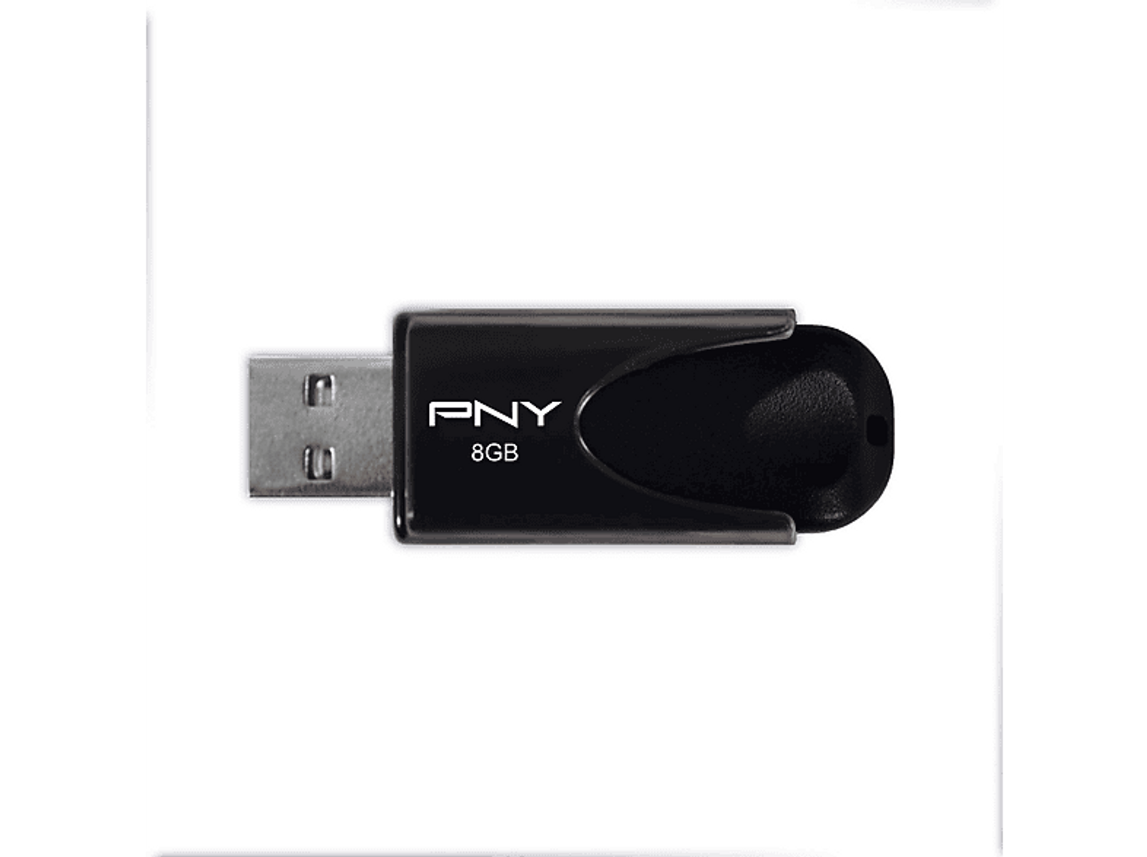 Czarny pendrive PNY 8GB z widocznym złączem USB.