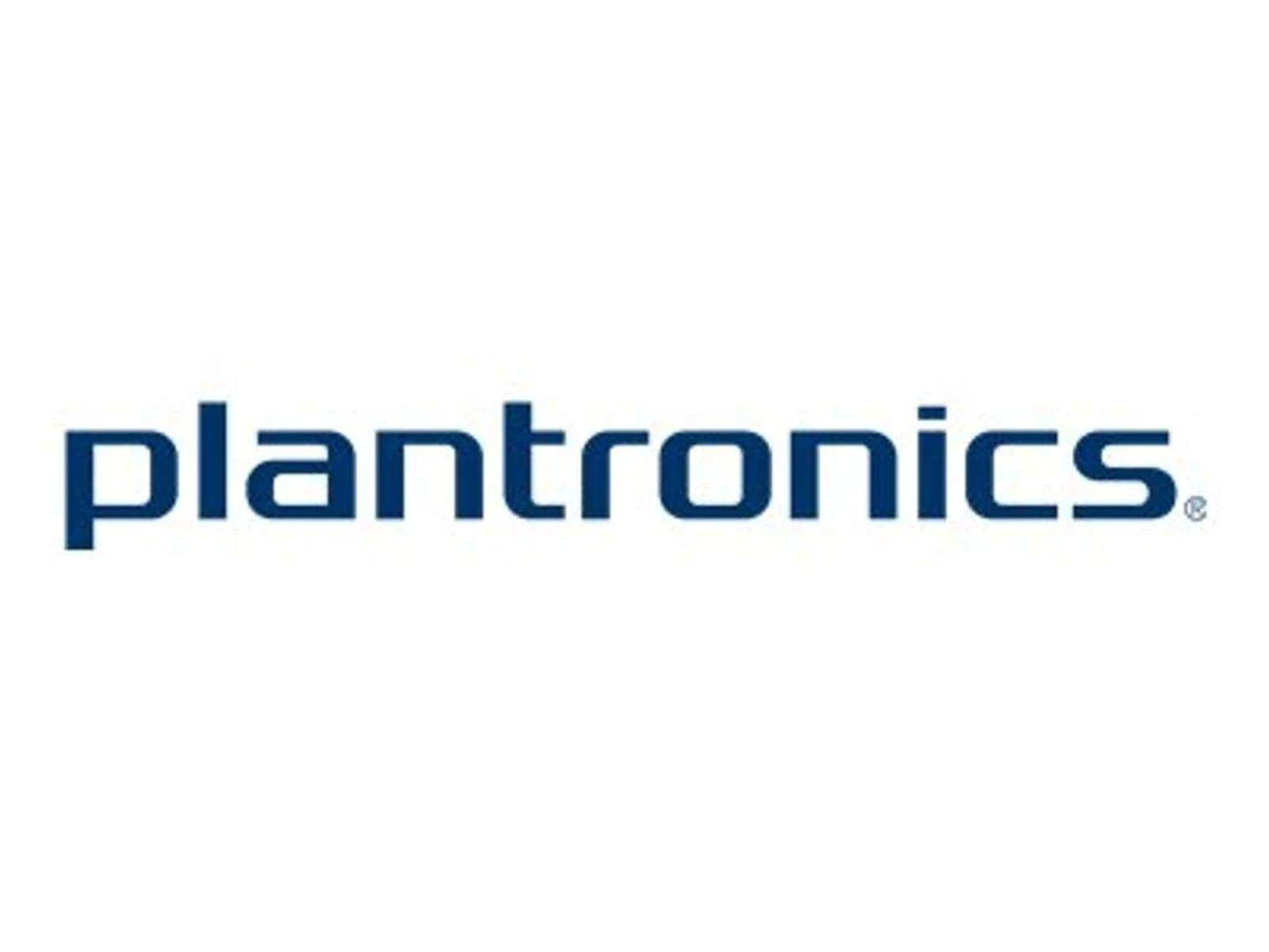 Logo Plantronics w kolorze niebieskim na białym tle. Wyświetlane jest słowo 'plantronics'.