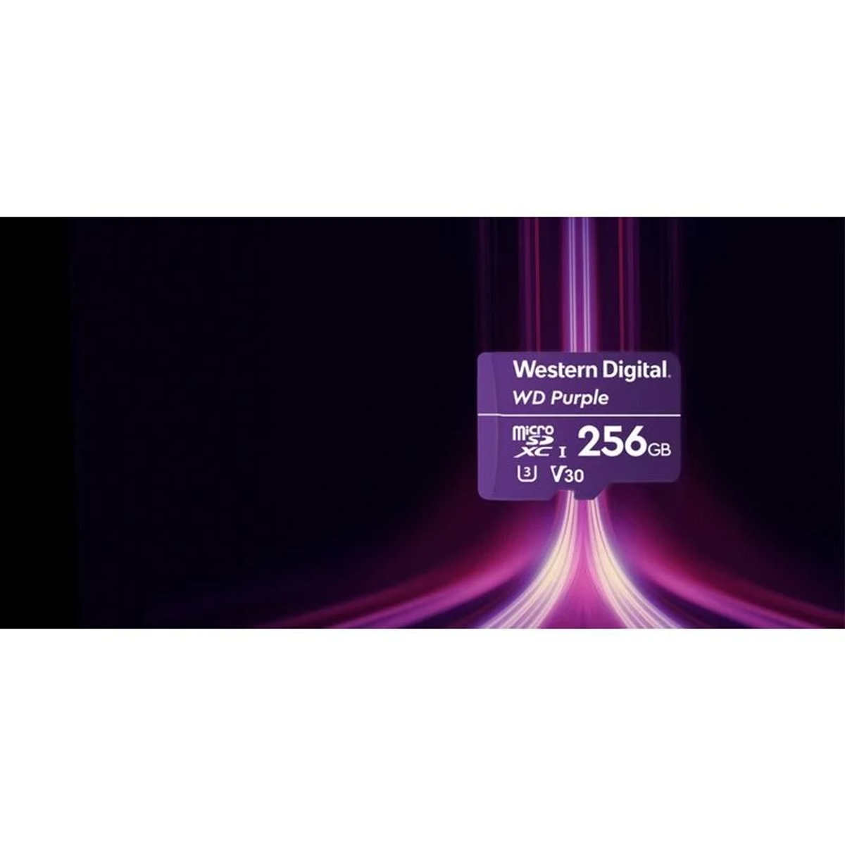Western Digital Purple microSD-Karte mit 256 GB Kapazität.