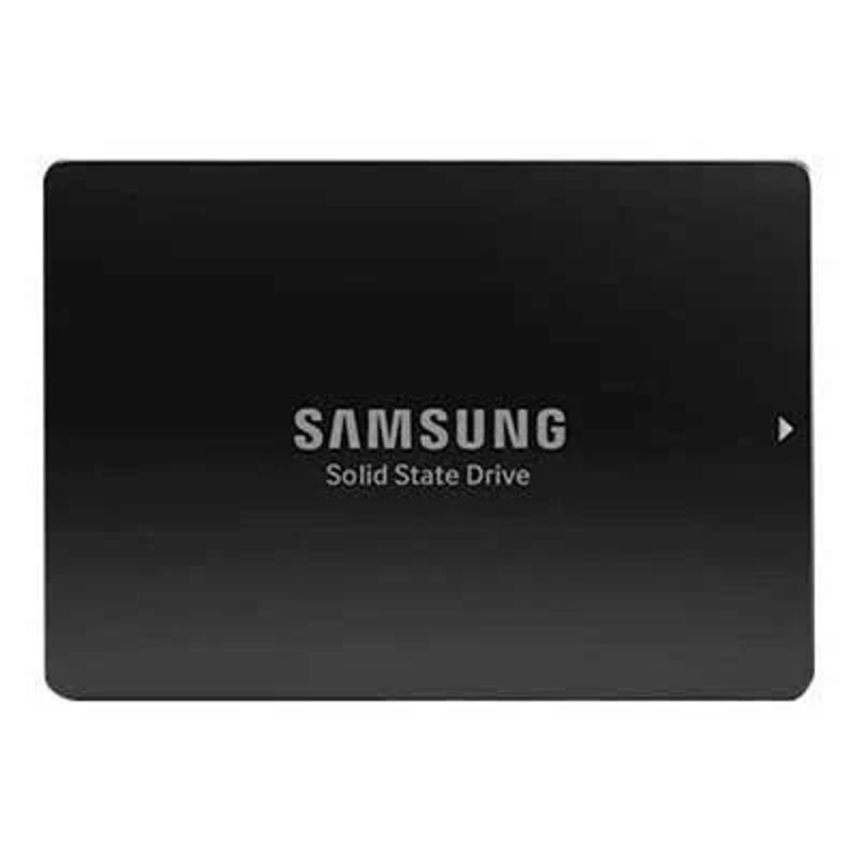 Czarny dysk SSD Samsung. Dysk ma logo i tekst Samsung.