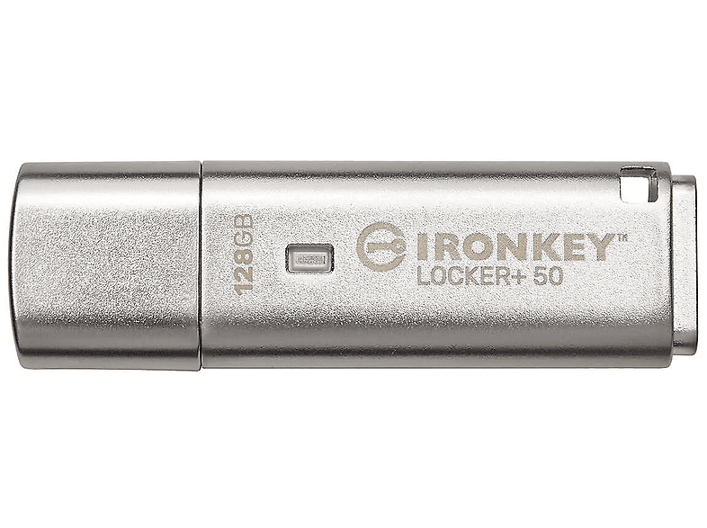TECHNOLOGY 50 KINGSTON Metall, 128 USB-Flash-Laufwerk Locker+ IronKey GB) (Seilber,