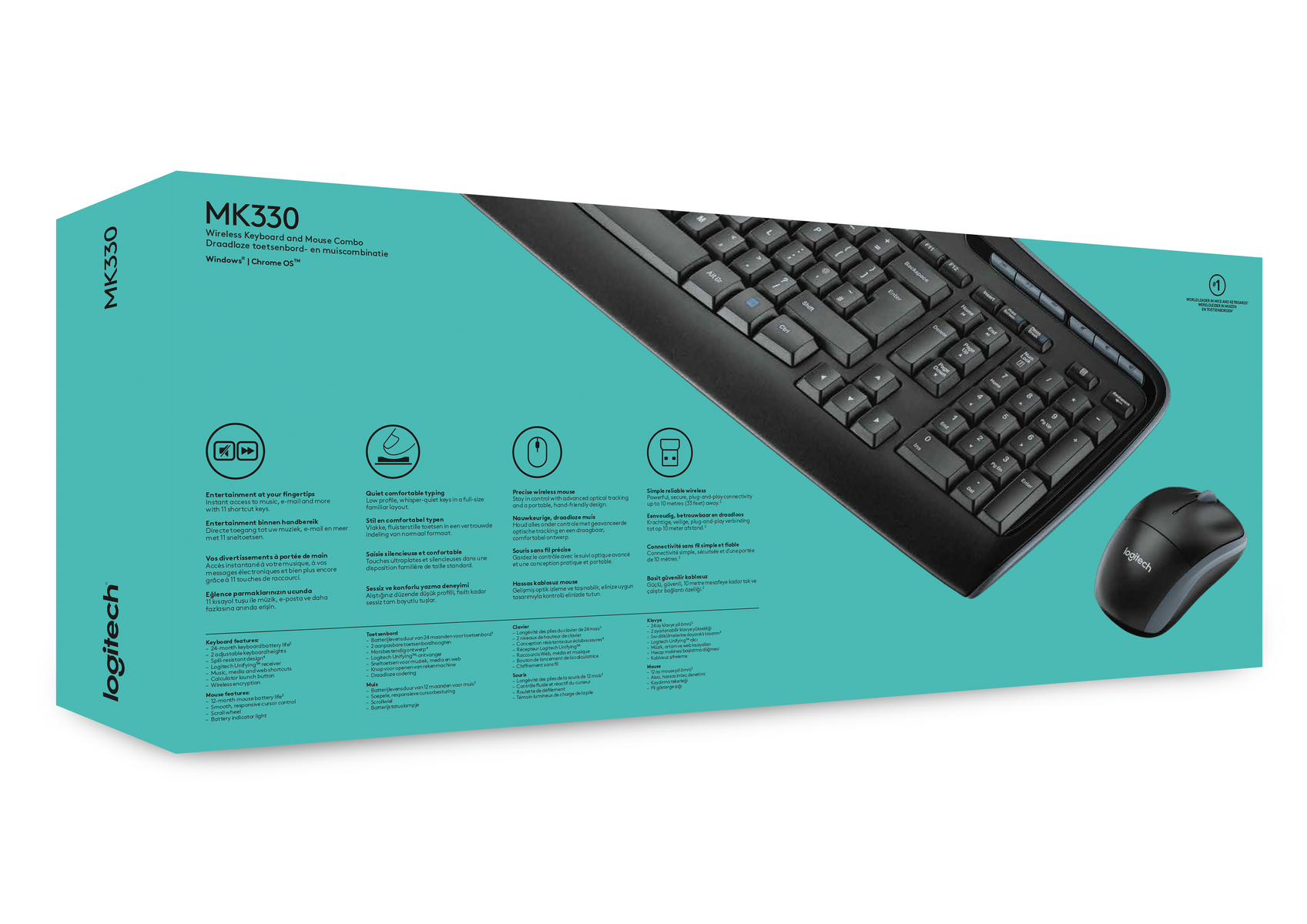 LOGITECH Maus Tastatur Schwarz Set, 920-003989,