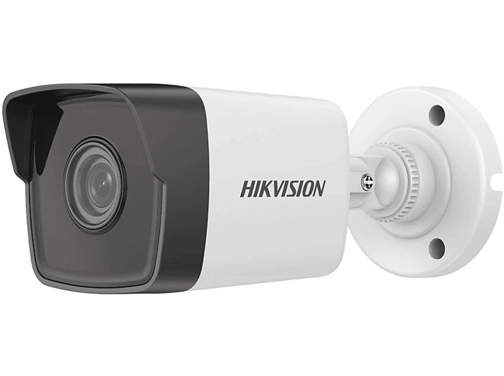 Hikvision Überwachungskamera, weiß und schwarz, mit Linse und Halterung.