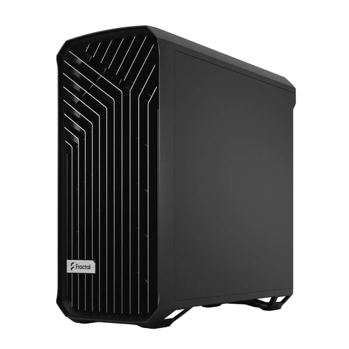 Case per computer Fractal nero su sfondo bianco.