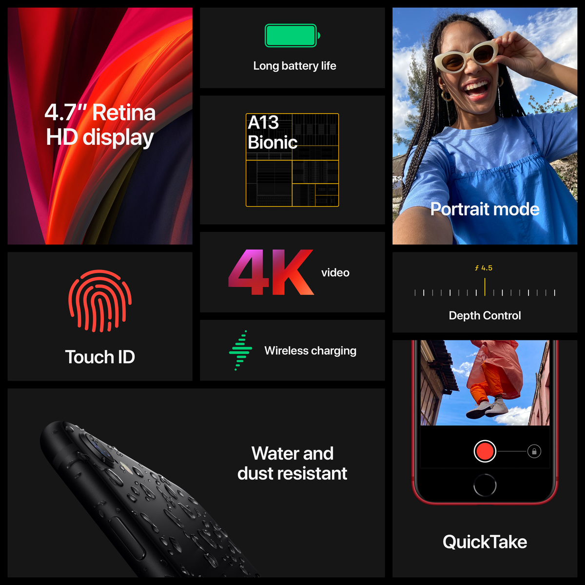 Telefon komórkowy z funkcjami takimi jak wideo 4K i ładowanie bezprzewodowe.