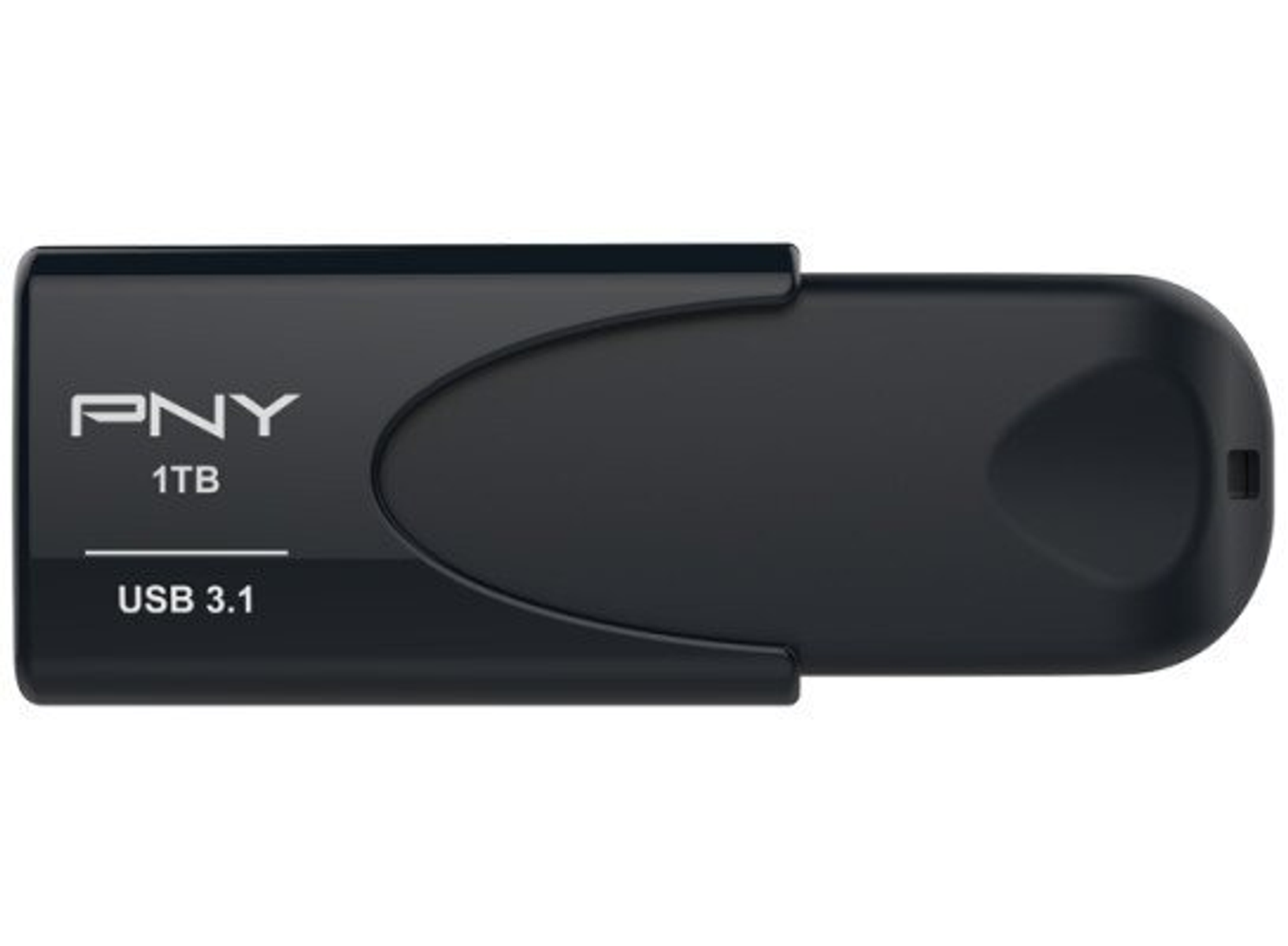 Czarny pendrive PNY USB 3.1 o pojemności 1 TB.
