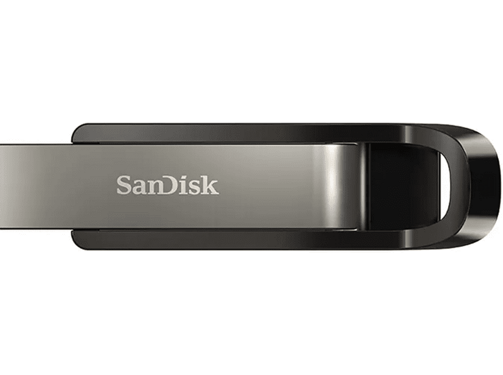 Srebrny i czarny pendrive SanDisk. Widoczna jest nazwa marki 'SanDisk'.