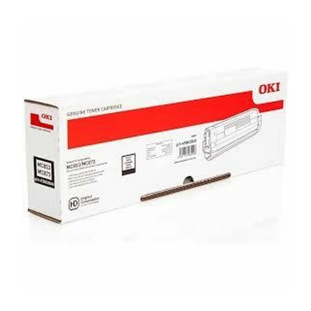 Pudełko z logo OKI i zdjęciem wkładu z tonerem.