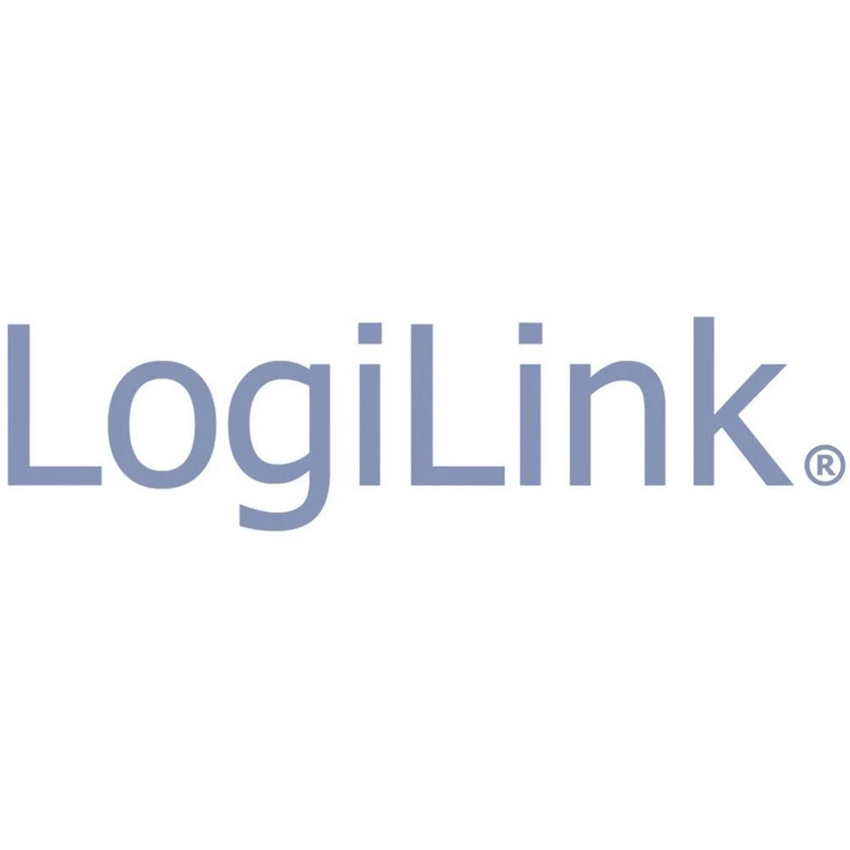 Le logo LogiLink. Le mot LogiLink en bleu clair, avec une marque déposée.