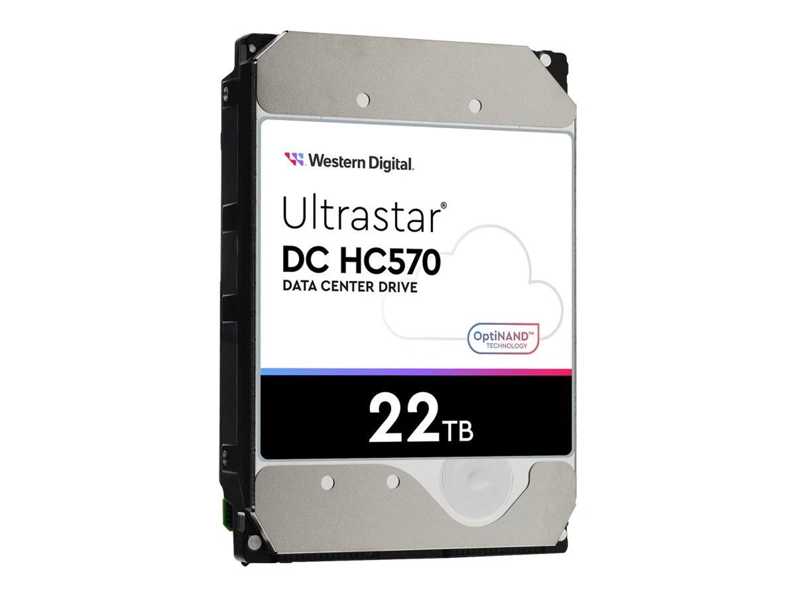 Dysk twardy z etykietą Western Digital. Jest to dysk Ultrastar DC HC570 DATA CENTER DRIVE o pojemności 22 TB.
