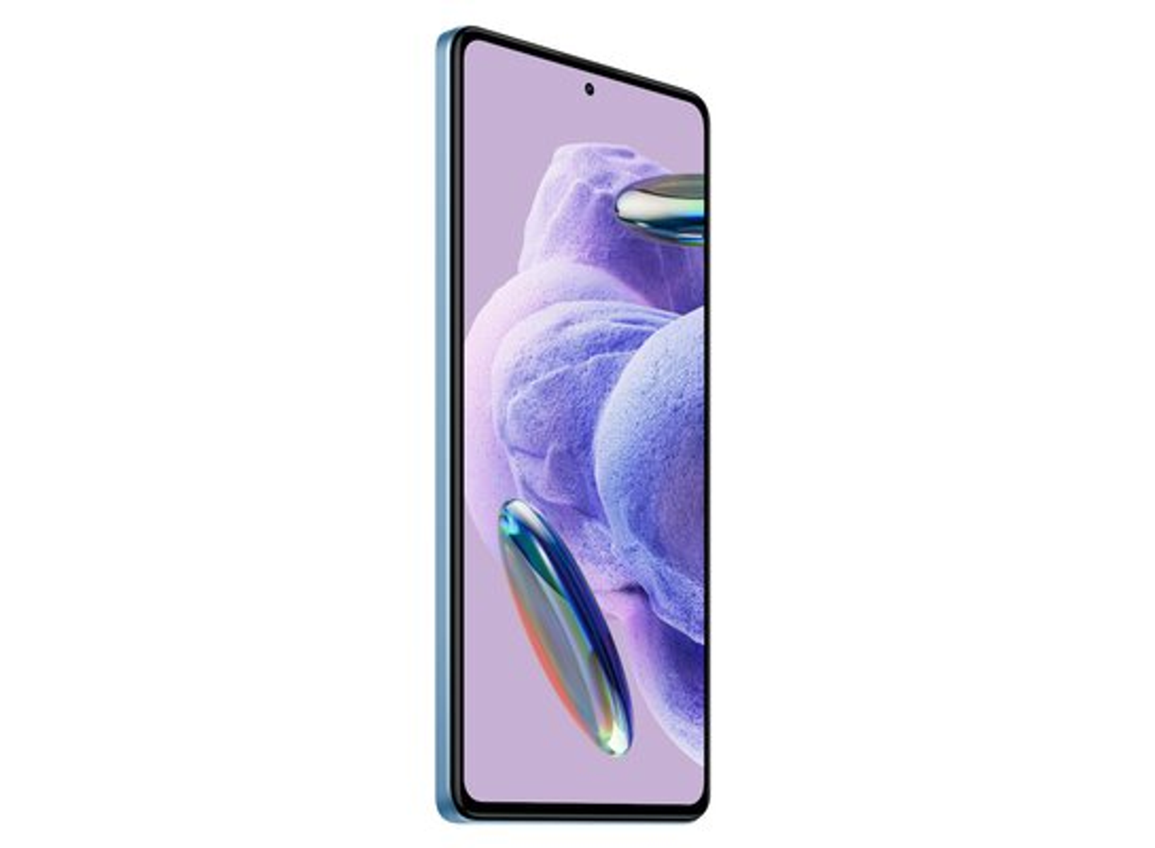 Blaues Smartphone mit großem Bildschirm, modernes Design.