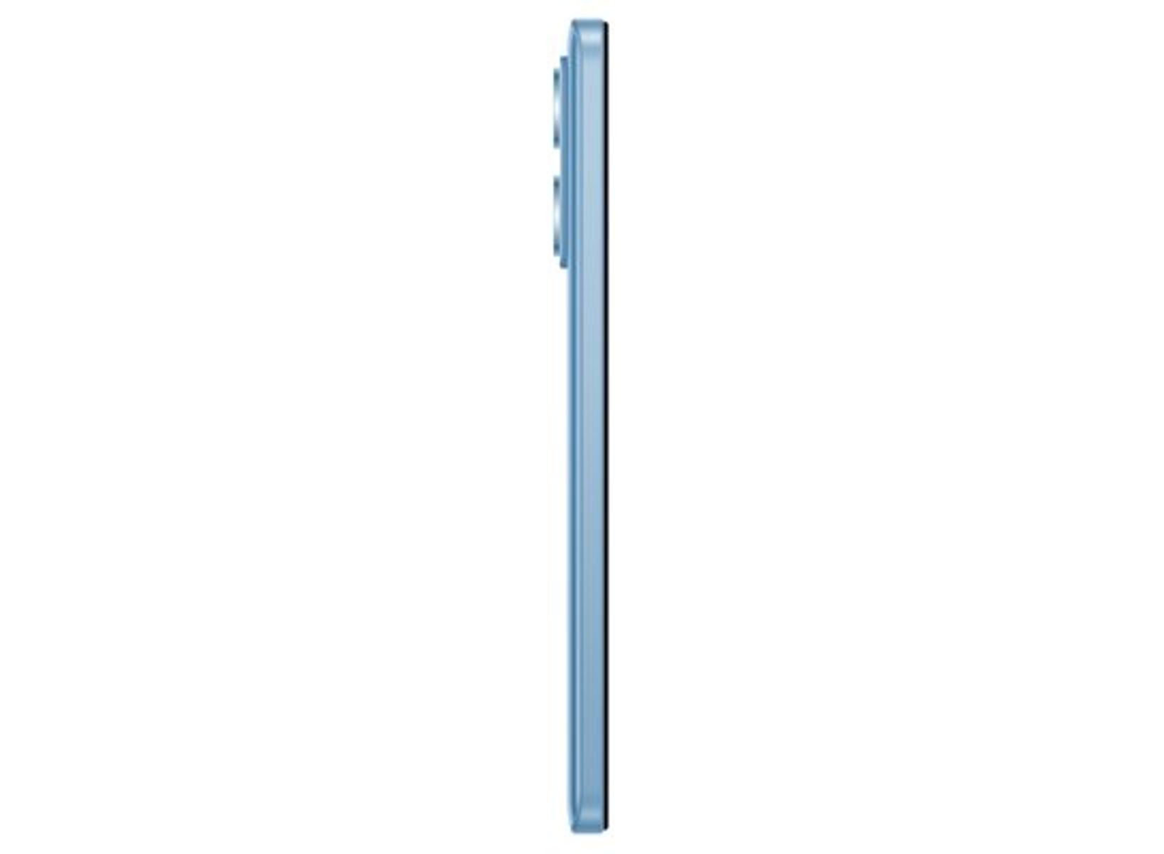 Blaues Smartphone, Seitenansicht.