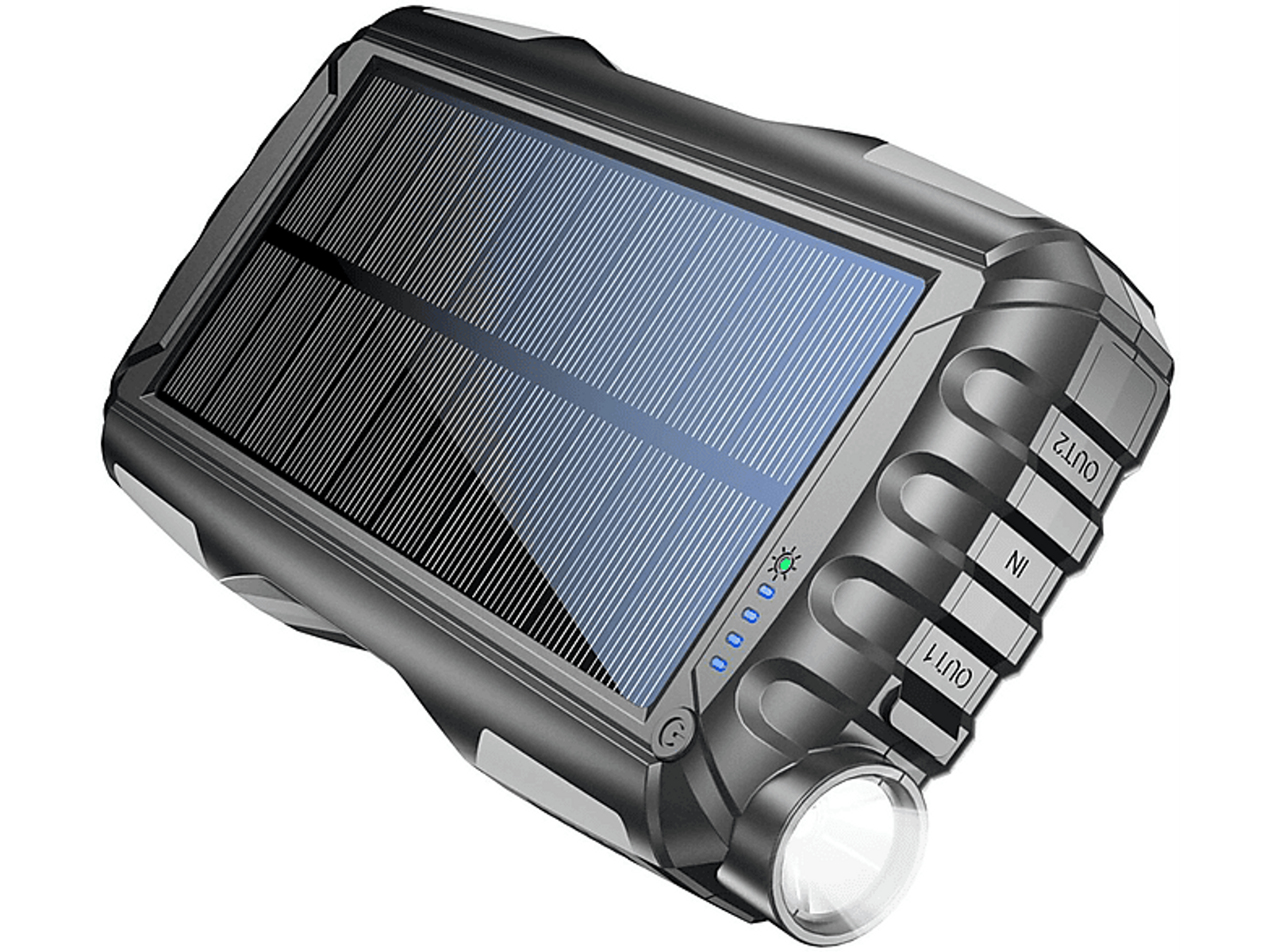 + Solar Powerbank Powerbank schwarz Flashlight 20000 DENVER PSO-20009 20000mAh