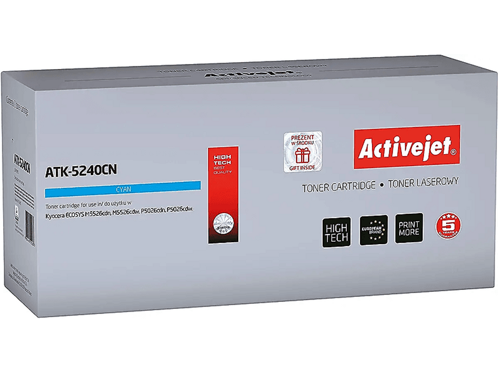 Pudełko z wkładem z tonerem w kolorze cyjanu z tekstem, z pudełkiem na prezent i logo. High Tech, European Brand, Print More.
