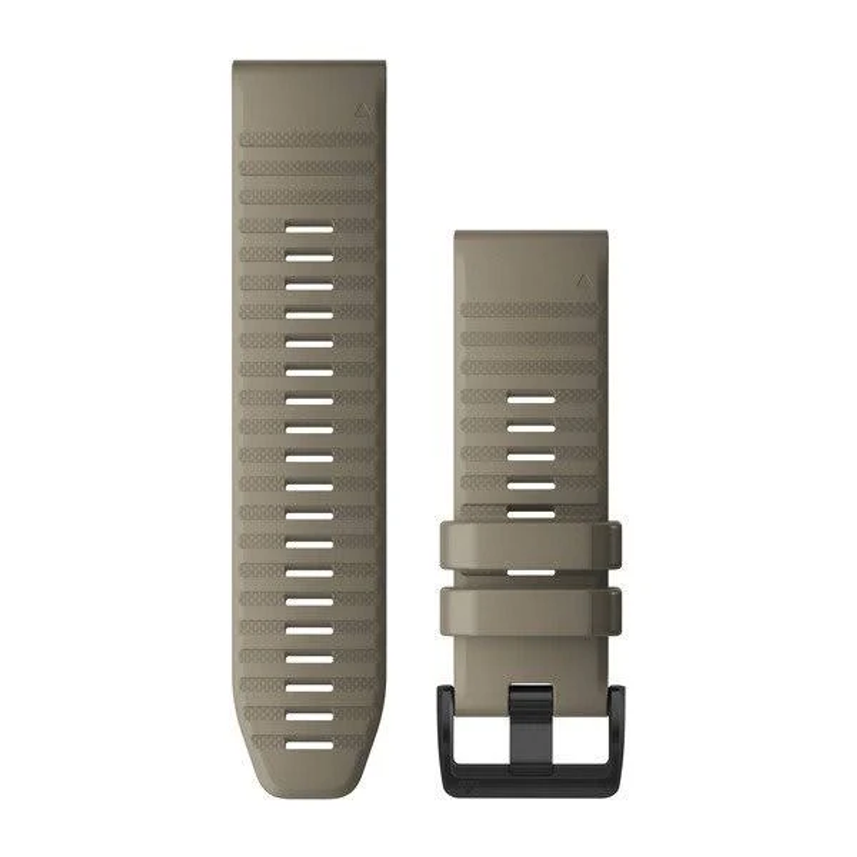 Zwei Uhrenarmbänder, Khaki-Farbe. Eines mit Schnalle, das andere mit Löchern.