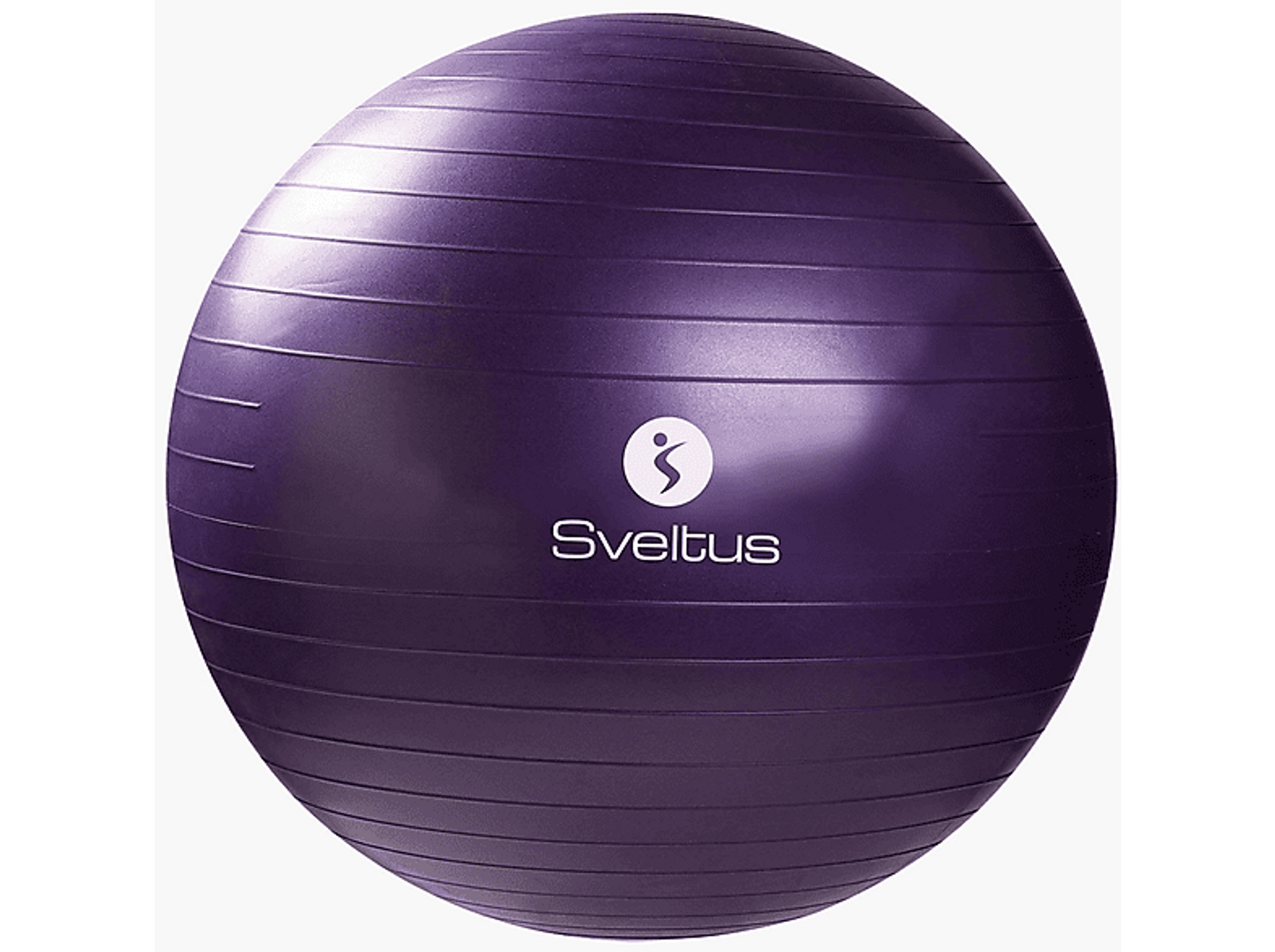Palla da ginnastica Sveltus viola. La palla è rotonda e ha un logo.