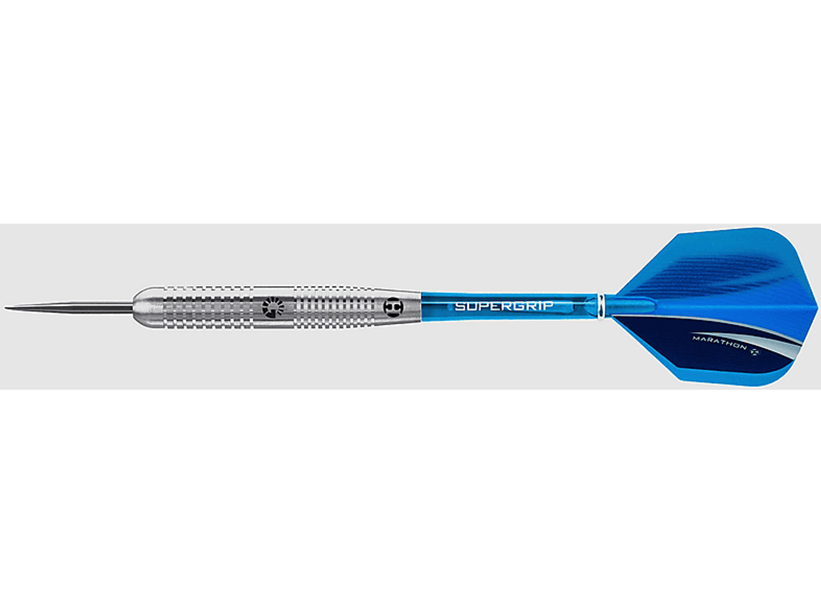 Ein Dart mit blauen Flügeln.