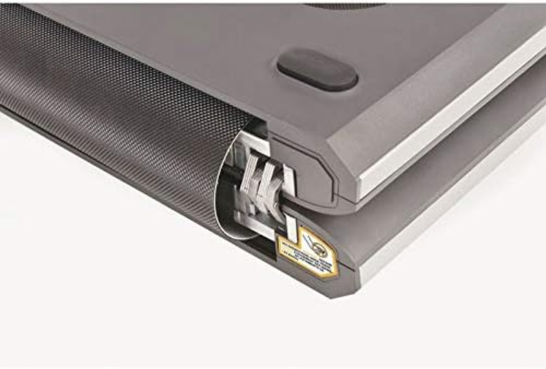 The inside of a laptop showing internal components on a white background.