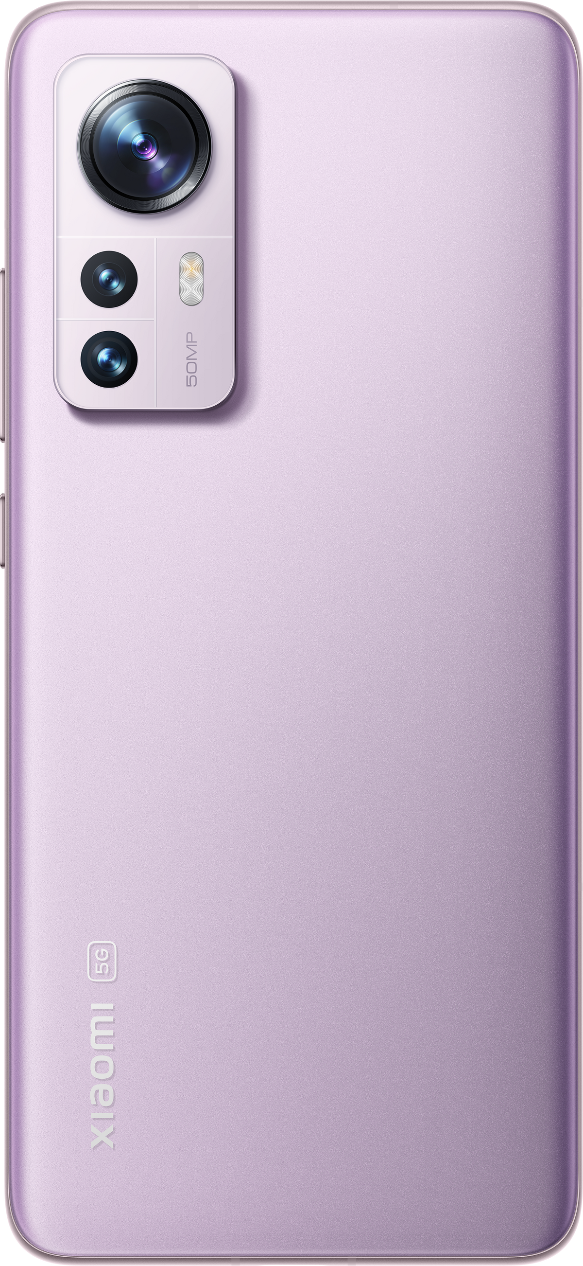 Fioletowy tył smartfona z aparatami i logo Xiaomi.