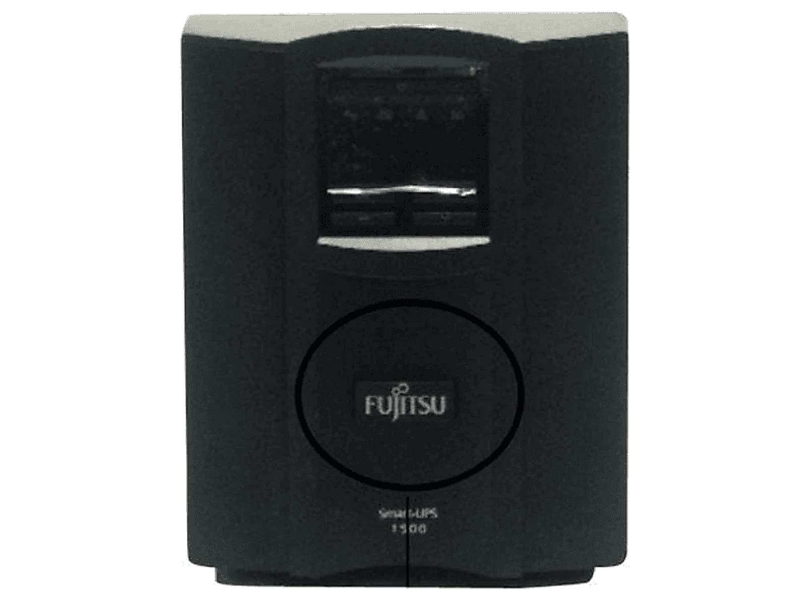 Schwarze Fujitsu Smart UPS 1500, mit dem Fujitsu-Logo auf der Vorderseite.