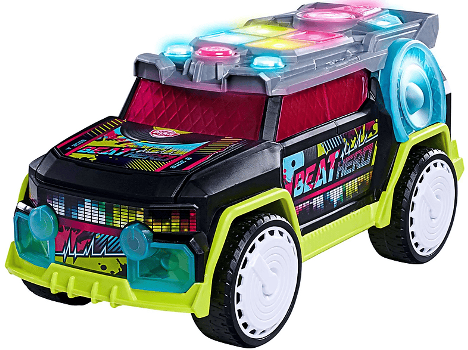 Zabawkowy samochód ze światłami. Czarny i żółty z 