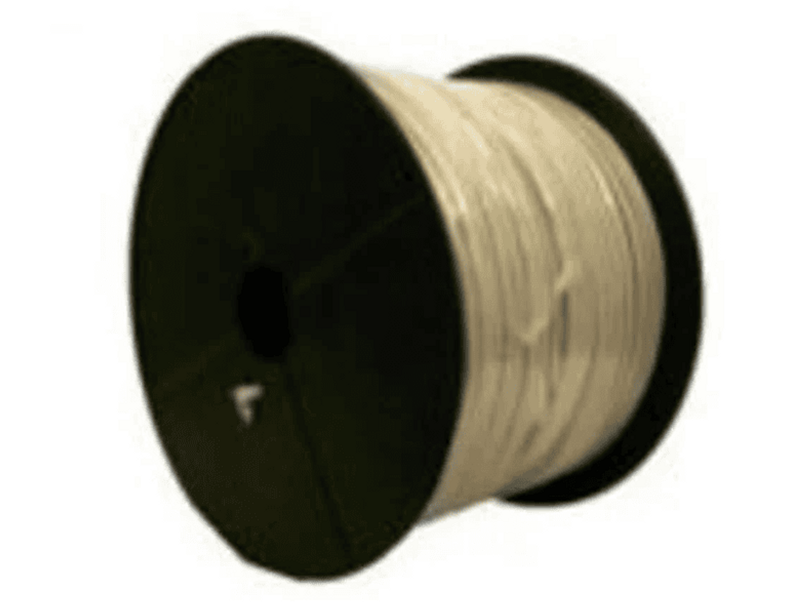 Duża szpula beżowego drutu na czarnym tle.