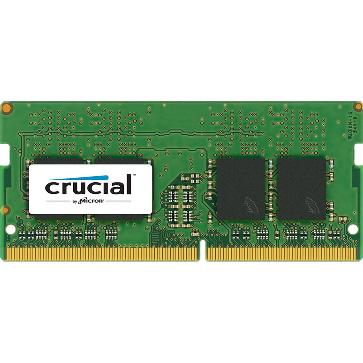 Grüner Crucial RAM-Stick mit Crucial- und Micron-Logos darauf.