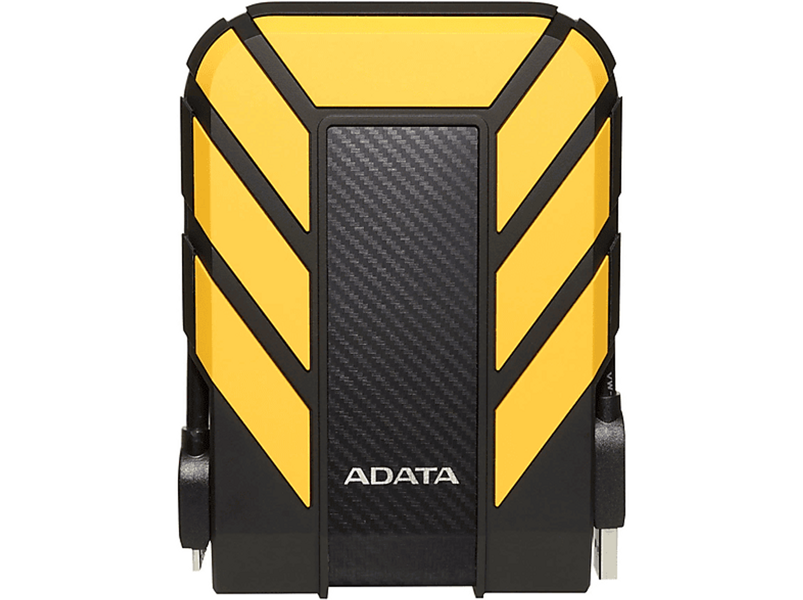 Żółty i czarny zewnętrzny dysk twardy z logo ADATA.