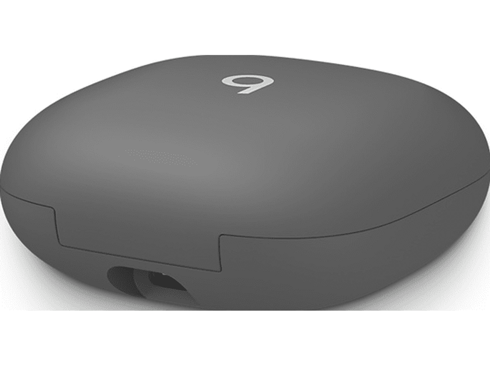 Zamknięte, szare etui na słuchawki Beats, na czarnym tle. Posiada logo Beats.