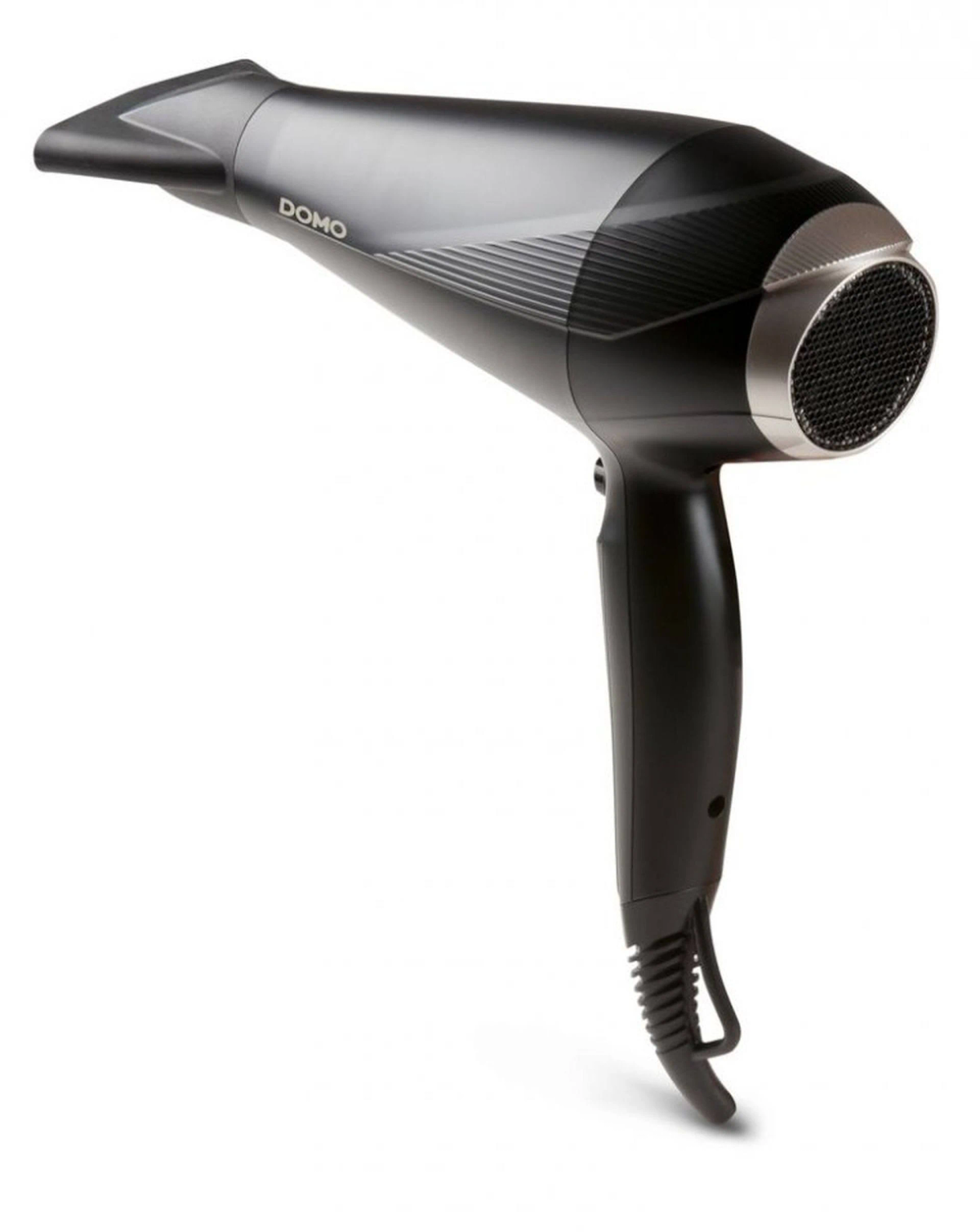 Czarna suszarka do włosów z etykietą 'DOMO' na białym tle.